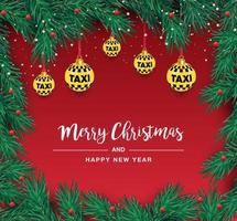 een mooi Kerstmis boom in de vector. illustratie voor een taxi poster. nieuw jaren en kerstmis. taxi, auto. vector illustratie