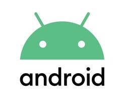 android logo icoon symbool groen met naam zwart ontwerp in werking systeem vector illustratie