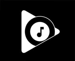 google Speel muziek- logo symbool wit ontwerp mobiel app vector illustratie met zwart achtergrond