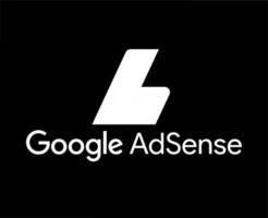 google adsense symbool oud logo met naam wit ontwerp vector illustratie met zwart achtergrond