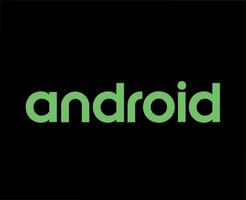 android icoon logo symbool naam groen ontwerp in werking systeem vector illustratie met zwart achtergrond