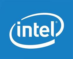 Intel merk logo symbool wit ontwerp software computer vector illustratie met blauw achtergrond