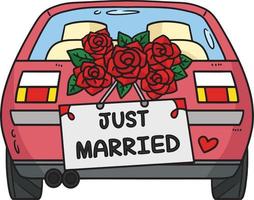 bruiloft auto alleen maar getrouwd tekenfilm gekleurde clip art vector