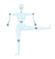 humanoid robot nabootsen dans semi vlak kleur vector karakter. mensachtig beweging. bewerkbare vol lichaam figuur Aan wit. gemakkelijk tekenfilm stijl plek illustratie voor web grafisch ontwerp en animatie