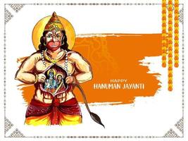 mooi gelukkig Hanuman Jayanti Indisch mythologisch festival kaart vector