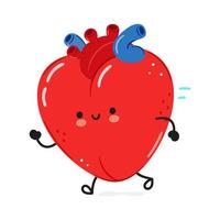 schattig grappig rennen hart orgaan. vector hand- getrokken tekenfilm kawaii karakter illustratie icoon. geïsoleerd Aan wit achtergrond. rennen hart orgaan concept
