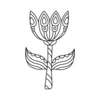contour naief tulp gemakkelijk stijl vector illustratie. lineair geometrisch bloem geïsoleerd Aan wit achtergrond