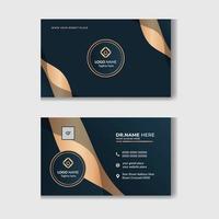 creatief bedrijf kaart sjabloon pro vector. kliniek bedrijf kaart mockup pro vector. zakelijke medisch gezondheidszorg Diensten bedrijf kaart ontwerp. gouden luxe kaart. vector