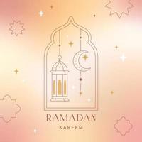 Ramadan kareem kaart, poster, vakantie omslag. Islamitisch groet kaart, banier sjabloon. modern mooi ontwerp in meetkundig minimaal stijl. modieus verloop, lineair kaders met sterren, bogen. vector