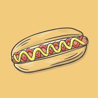 hotdog hand getekend vectorillustratie vector