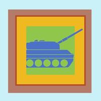 naadloos patroon met leger tank in kader. backdrop met gevecht voertuig. kleurrijk vector illustratie geïsoleerd Aan grijs achtergrond.