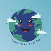 gelukkig aarde dag. planeet aarde tekenfilm karakter lachend. vector illustratie.