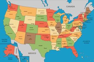 land kaart van Verenigde staten van Amerika vector