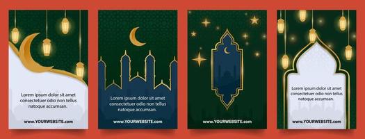reeks Islamitisch Ramadan verticaal ontwerp vector sjabloon. voor kaart, poster en spandoek. Islamitisch Ramadan thema. vector illustraties eps10