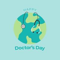 gelukkig artsen dag groet met wereldbol en stethoscoop element vector