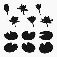 echt modern silhouetten planten, kruiden. tekening bloemen water lelie, nymphaea. vlak ontwerp kunst ontwerp sjabloon. vector