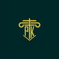 pk eerste monogram logo ontwerp voor wet firma met pijler vector beeld