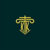 kk eerste monogram logo ontwerp voor wet firma met pijler vector beeld