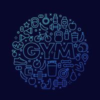 sportschool vector ronde ontwerp met lijn fitness pictogrammen