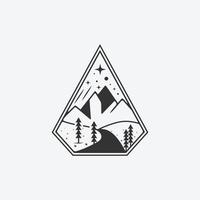 retro wijnoogst berg zee avontuur logo ontwerp vector