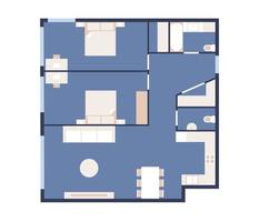interieur ontwerp concept. huis interieur indeling. appartement plan met arrangement van meubilair en huishoudelijke apparaten. vector vlak illustratie
