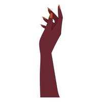 elegant Afrikaanse Amerikaans vrouw hand- met rood manicuren. vector geïsoleerd vlak vrouwelijk arm.