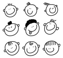 gelukkig glimlachen komisch tekenfilm gezichten vector