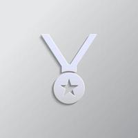 beloning, medaille, prijs papier stijl, icoon. grijs kleur vector achtergrond- papier stijl vector icoon.