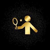 tennis, Mens goud, icoon. vector illustratie van gouden deeltje Aan goud vector achtergrond