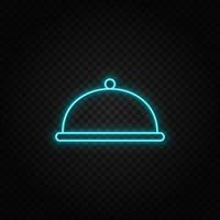 diner, serviesgoed neon icoon. blauw en geel neon vector icoon. transparant achtergrond