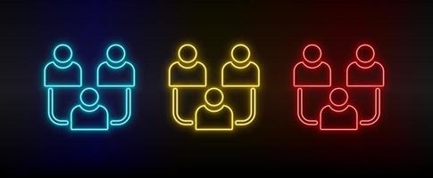 neon icoon reeks avatars, gebruikers, contact. reeks van rood, blauw, geel neon vector icoon Aan donker transparant achtergrond