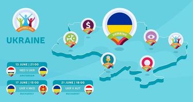 Oekraïne isometrische kaart voetbal 2020 vector
