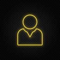 avatar, gebruiker geel neon icoon .transparant achtergrond. geel neon vector icoon Aan donker achtergrond
