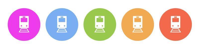 multi gekleurde vlak pictogrammen Aan ronde achtergronden. trein veelkleurig cirkel vector icoon Aan wit achtergrond
