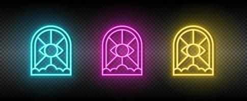 poort, oog, wolk symbool neon vector icoon