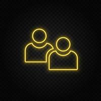 avatars, gebruikers geel neon icoon .transparant achtergrond. geel neon vector icoon Aan donker achtergrond