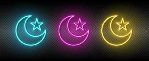 Islam, maan, ster symbool neon vector icoon