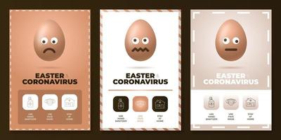 pasen tijdens coronavirus pandemie poster set vector