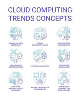 wolk berekenen trends voordelen blauw helling concept pictogrammen set. digitaal innoveren idee dun lijn kleur illustraties. geïsoleerd symbolen. bewerkbare beroerte vector