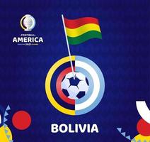 vlag van bolivia op paal en voetbal. Zuid-Amerika voetbal 2021 Argentinië Colombia vectorillustratie. toernooi patroon abckground vector