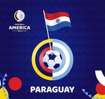 de golfvlag van paraguay op pool en voetbalbal. Zuid-Amerika voetbal 2021 Argentinië Colombia vectorillustratie. toernooi patroon abckground vector