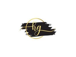 eerste hg handtekening logo, luxe hg gouden mode logo brief ontwerp vector