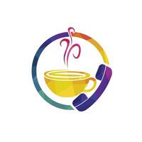 koffie telefoontje vector logo ontwerp. handset en kop icoon.