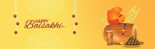 gelukkige vaisakhi indain sikh festivalvieringsbanner vector