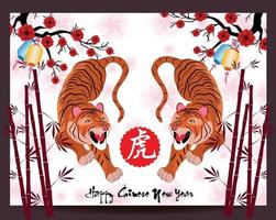 gelukkig chinees nieuwjaar 2022 - jaar van de tijger. nieuwe maanjaar banner ontwerpsjabloon. vector