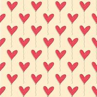 naadloos patroon met hart. romantisch hand getekend beige achtergrond met rood ballonnen. vector
