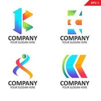 verzameling kleurrijke eerste k brief logo ontwerpsjabloon vector