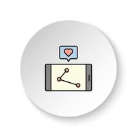 ronde knop voor web icoon, Leuk vinden, liefde, marketing. knop banier ronde, insigne koppel voor toepassing illustratie Aan wit achtergrond vector