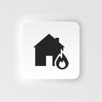 vuur, huis, huis, verzekering icoon - vector. verzekering neumorf stijl vector icoon. Aan wit achtergrond