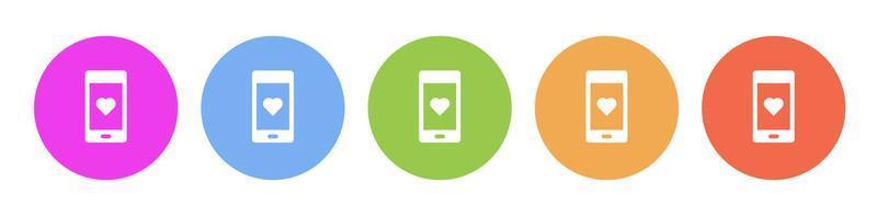 multi gekleurde icoon telefoon liefde. knop banier ronde insigne koppel voor toepassing illustratie Aan wit achtergrond vector